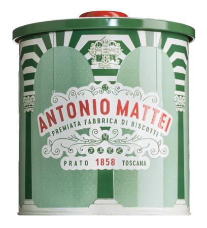 Biscotti di Prato alle mandorle 500 g, Mandelgebäck in runder Blechdose